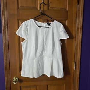 Ann Taylor White Peplum Blouse